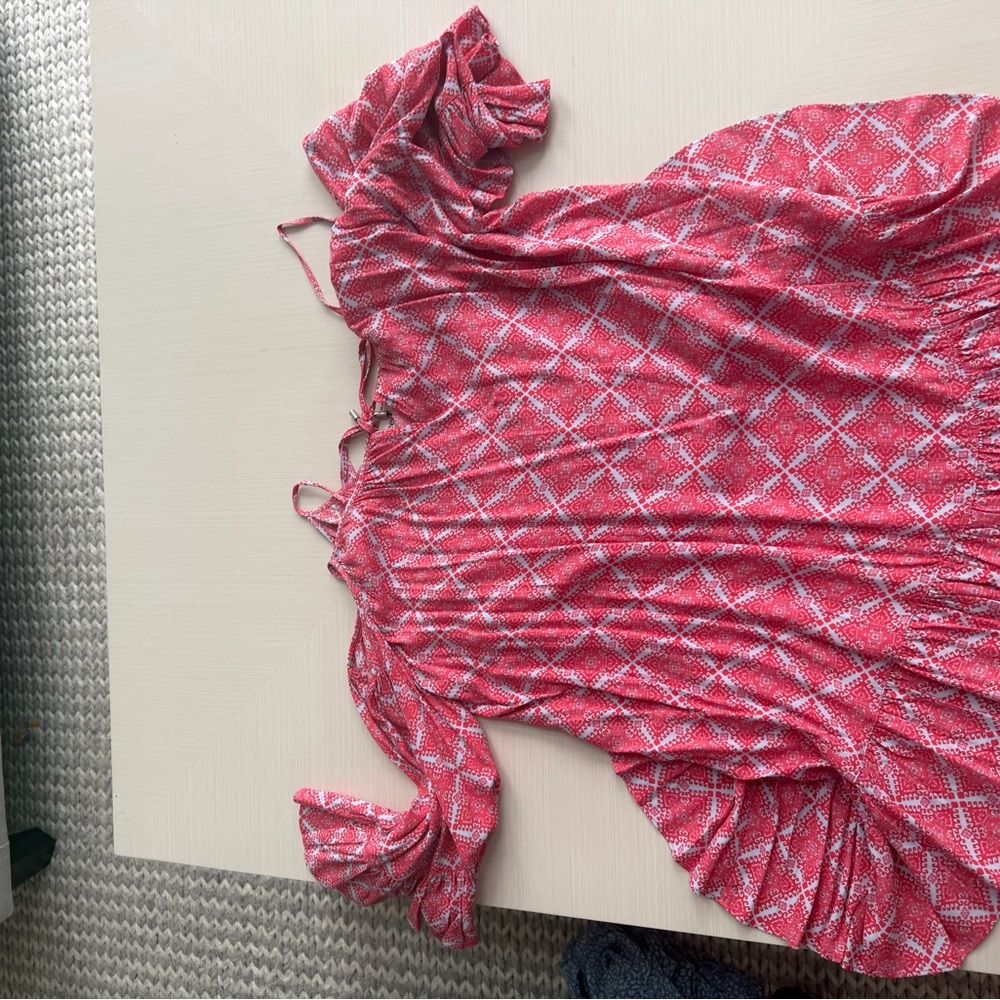 Seed Heritage Pink Patterned Off-Shoulder Top